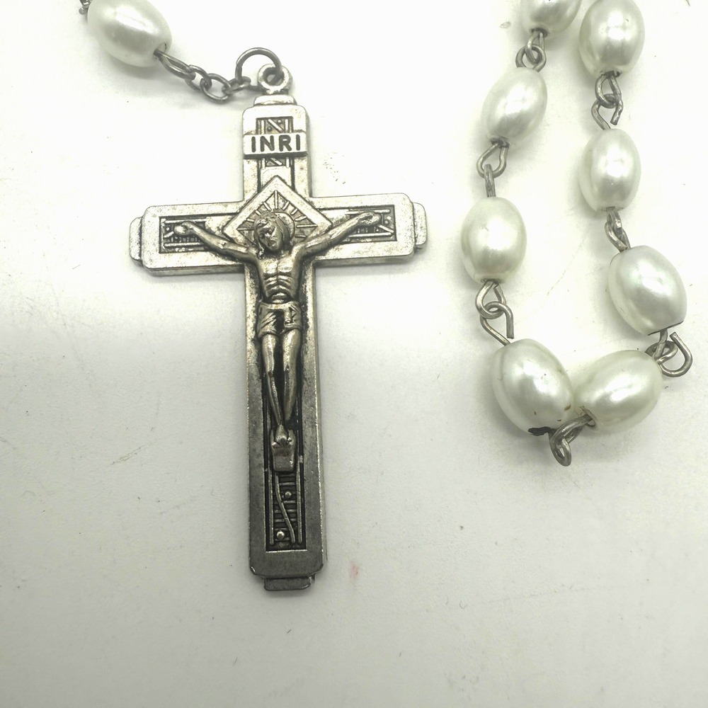 Fatima Catholic‎ Rosary Plastic Beads Silvertone Crucifix Relic Medal Our Lady